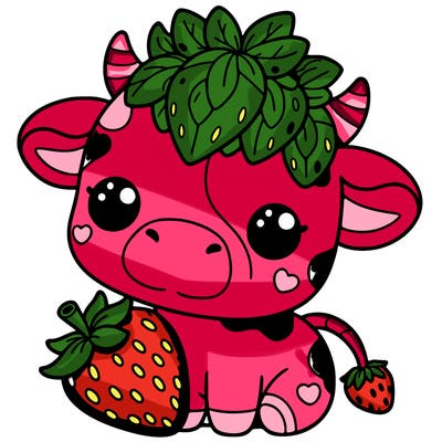 cute strawberry cow