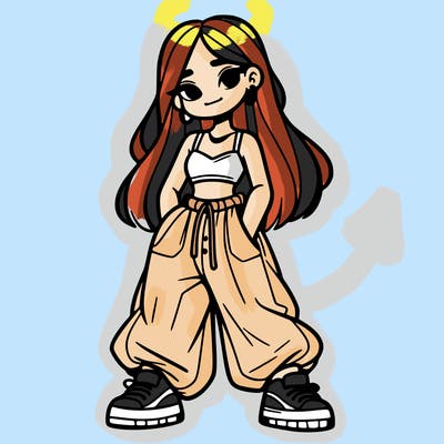 girl in crop top and baggy pants