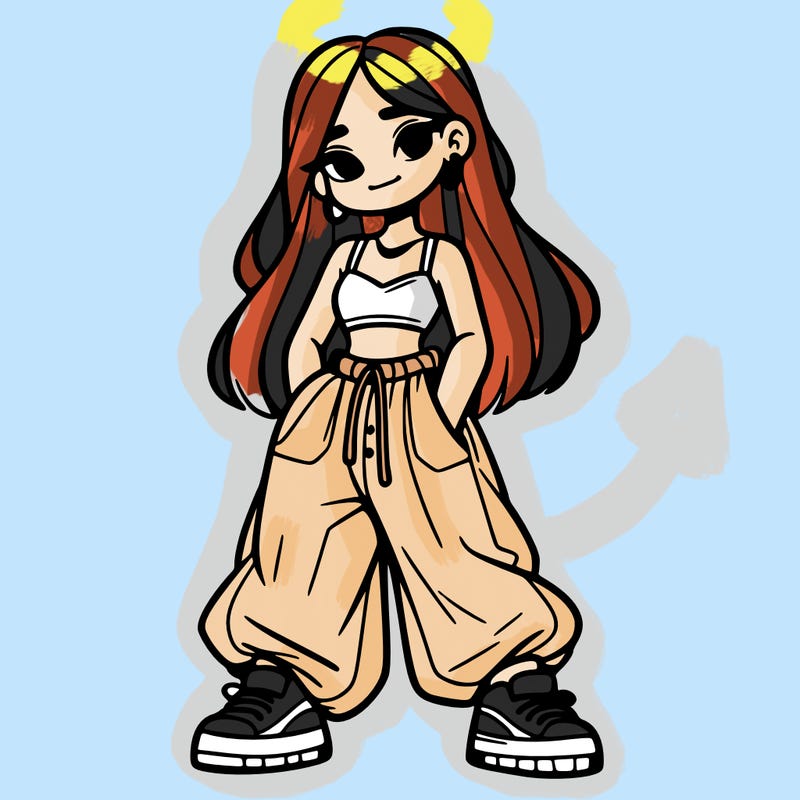 girl in crop top and baggy pants