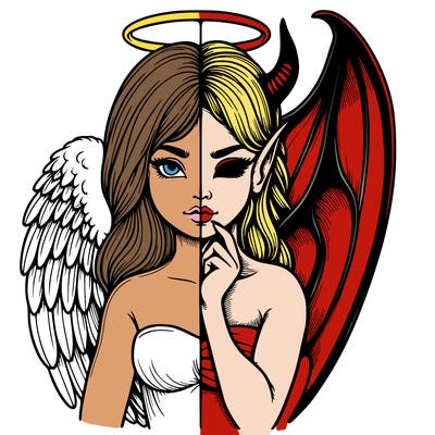 realistic angel half demon