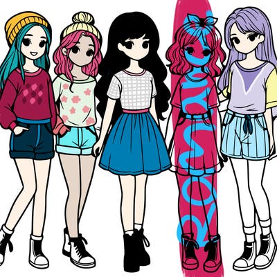 a group of five girls