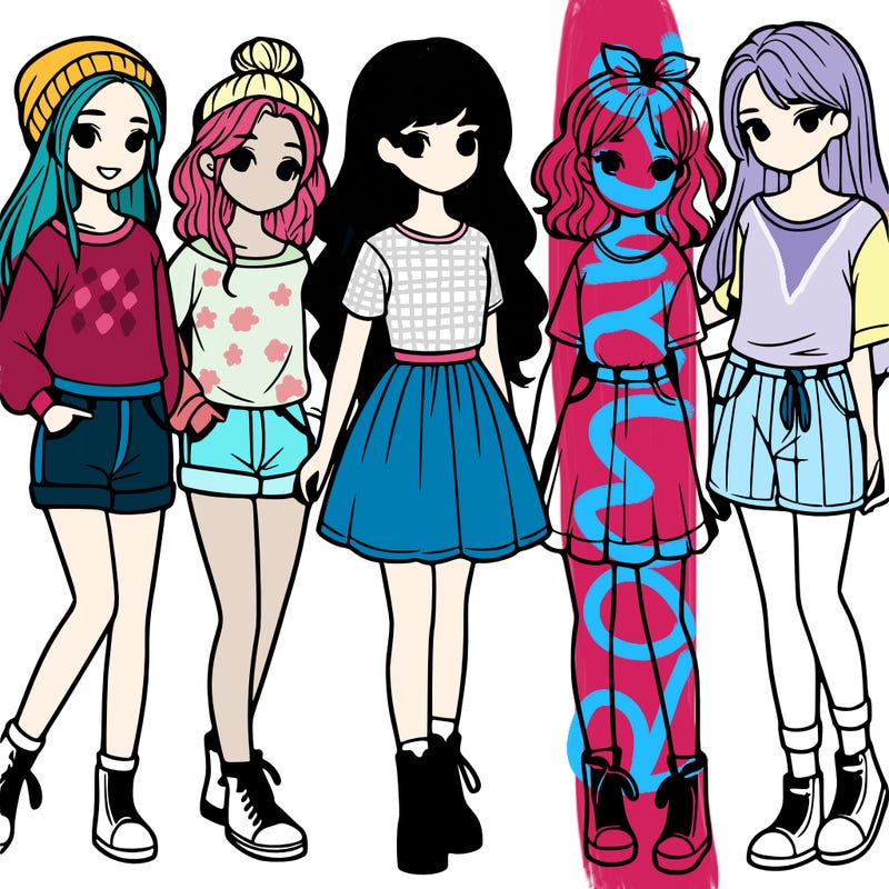 a group of five girls