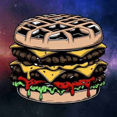 realistic waffle burger