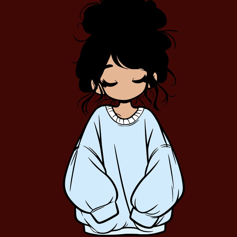 girl with baggy sweatshirt and messy bun