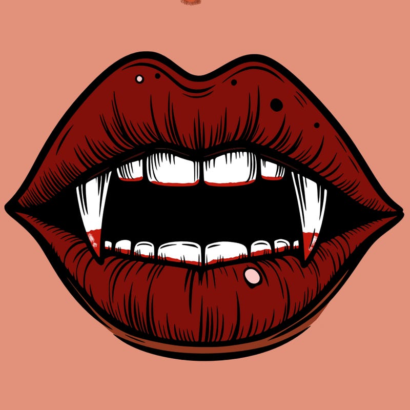 lips with vampire teeth