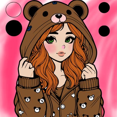realistic girl in a animal pjs hoodie