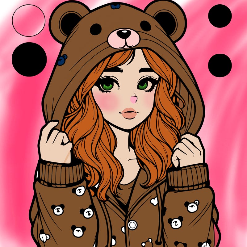 realistic girl in a animal pjs hoodie
