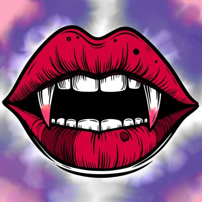 lips with vampire teeth