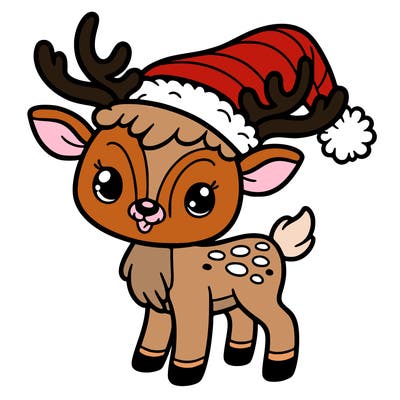 christmas reindeer with santa hat
