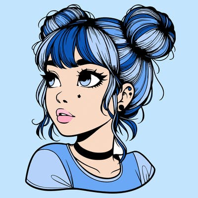realistic girl with spacebuns