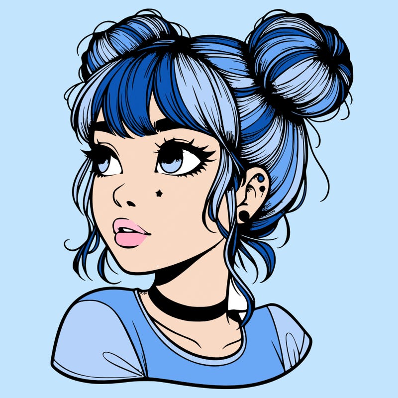realistic girl with spacebuns