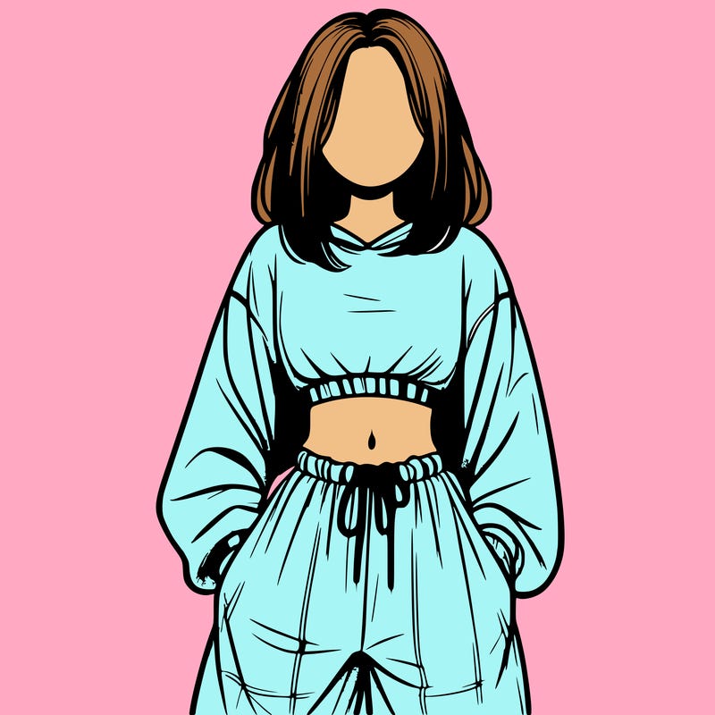 realistic girl faceless with baggy pants and a crop top
