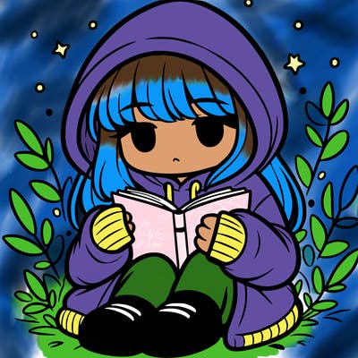 girl in oversized hoodie reading a book