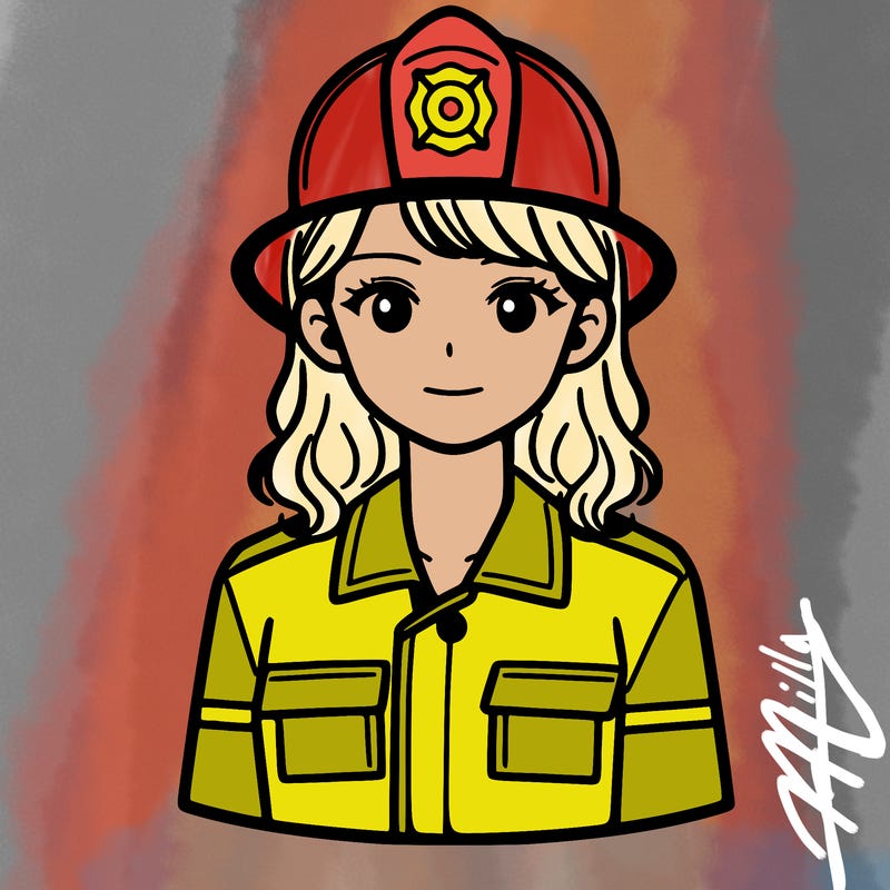 woman dressed as a firefighter