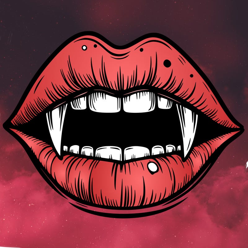 lips with vampire teeth