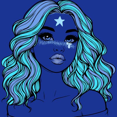 realistic girl with wavy hair and lips