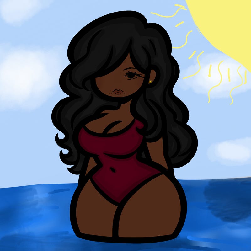 curvy woman with hair