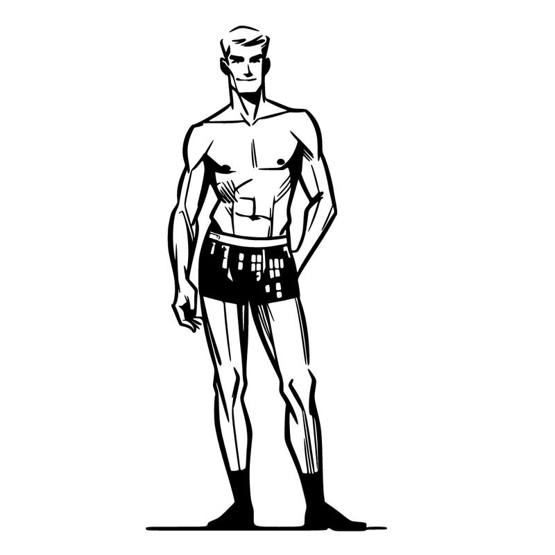 attractive male underwear model cartoon