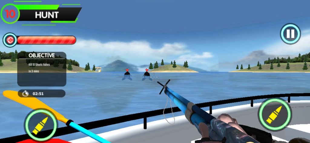Deep Blue Fish Survival 2025 - First person view of shark hunting from a boat with a harpoon gun