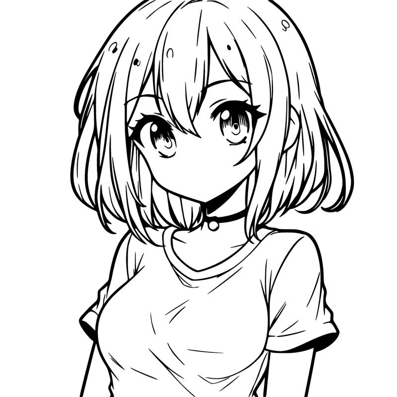 anime girl with a short t shirt