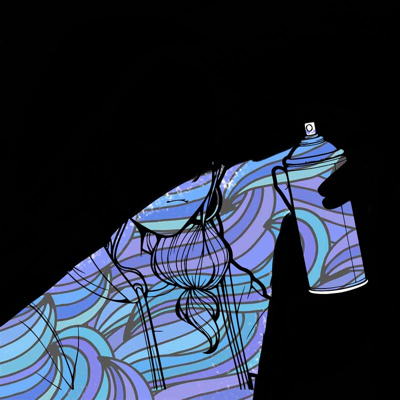 a realistic girl, spray painting