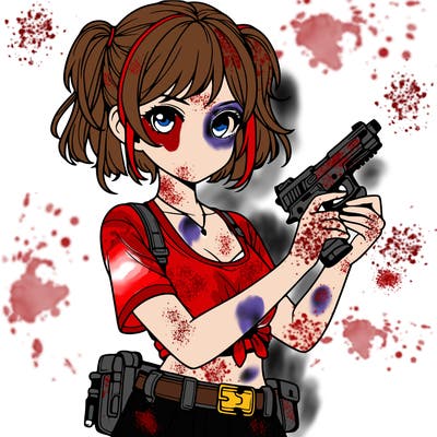 a realistic girl with a gun