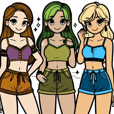 teens wearing crop top and shorts