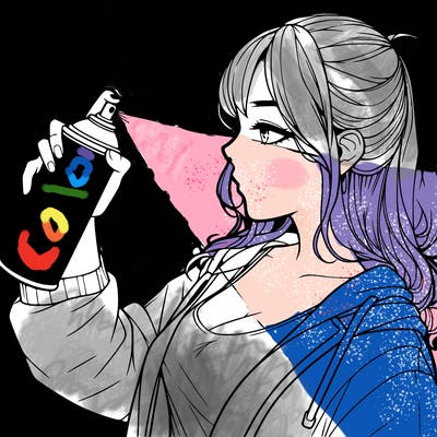 a realistic girl spray, painting