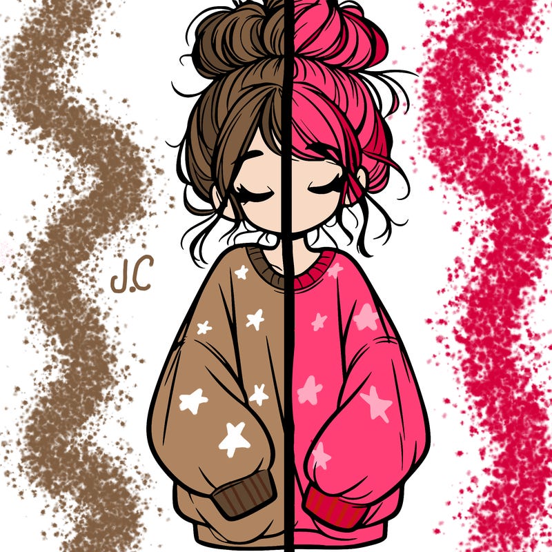 girl with baggy sweatshirt and messy bun