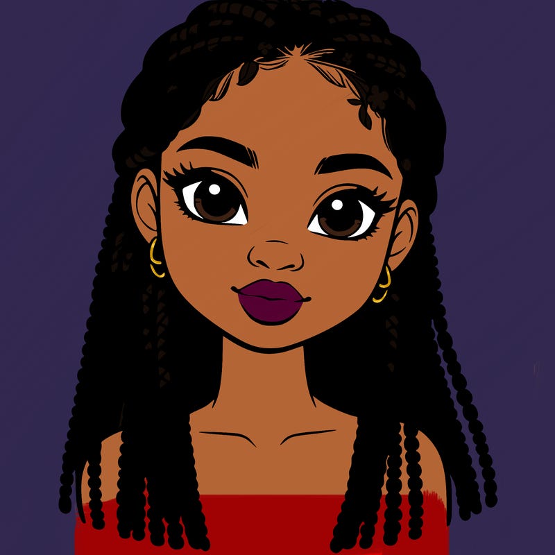 a realistic black girl with braids