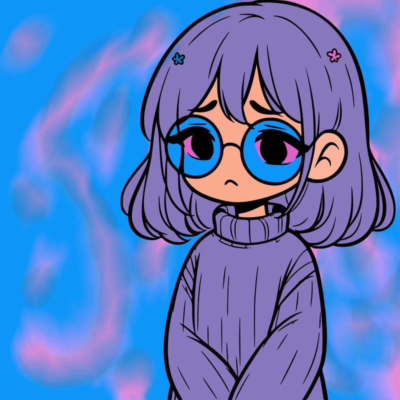 sad girl with glasses in a sweater