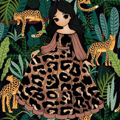 realistic girl with a long dress