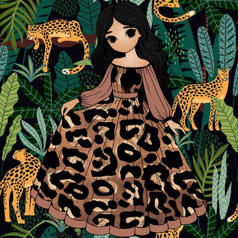 realistic girl with a long dress