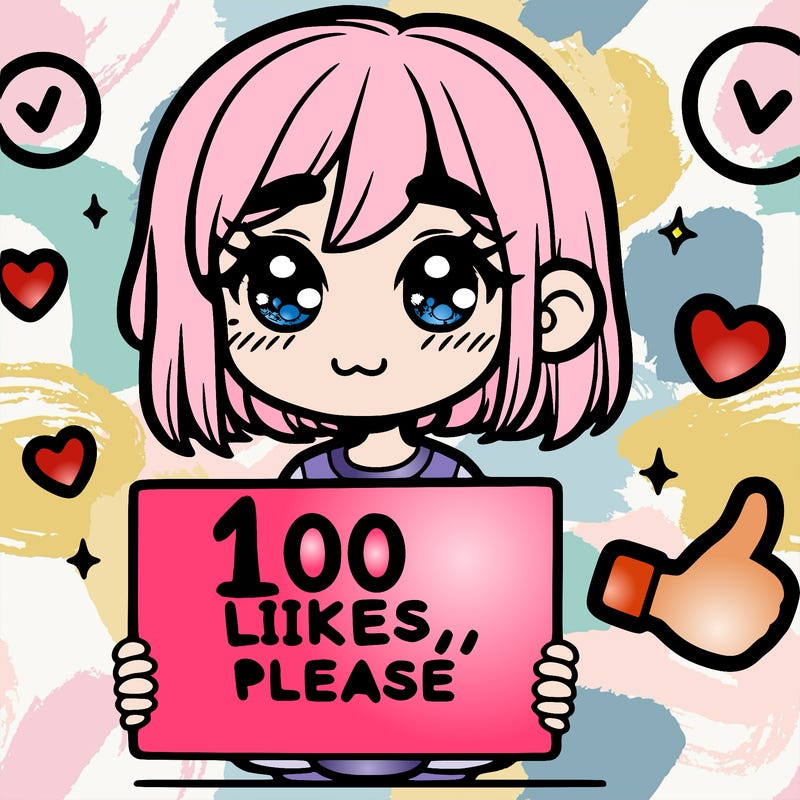 a girl with a sign saying 100 likes, please