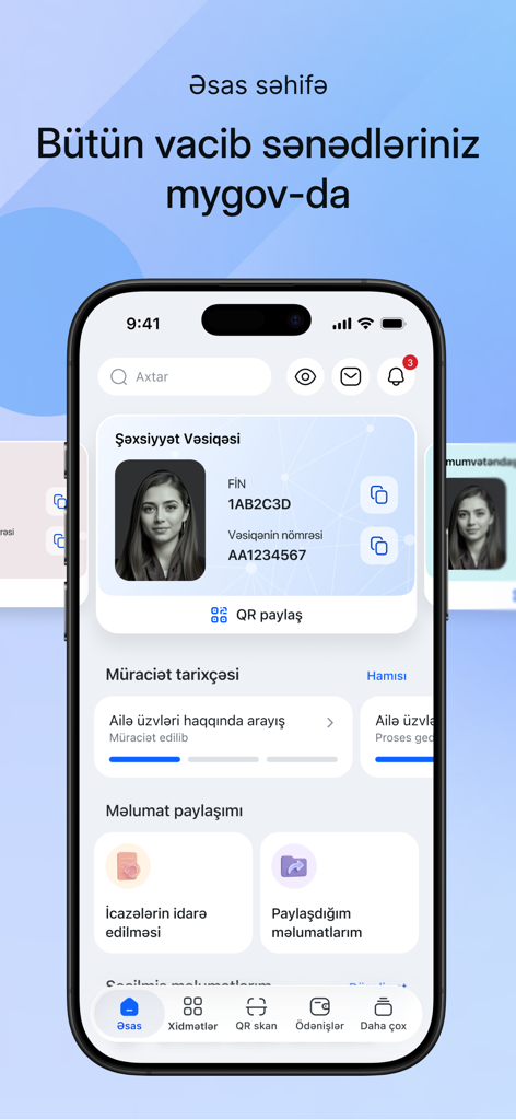 O painel do aplicativo mygov exibindo uma carteira de identidade digital e várias opções de serviços governamentais em uma tela de iPhone.