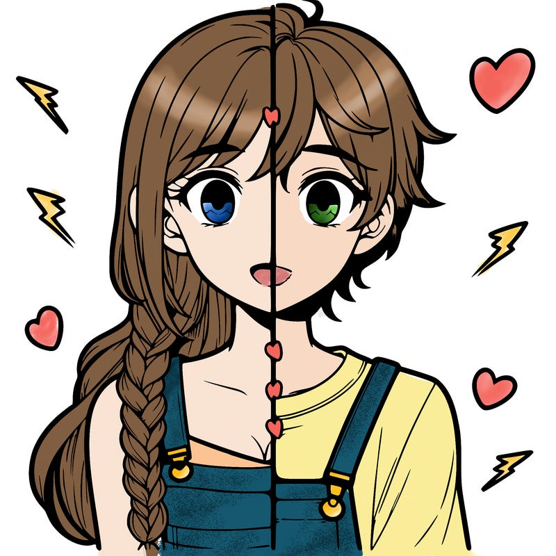 realistic girl boy split