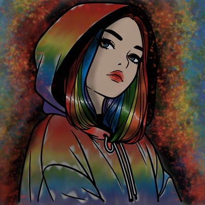 a realistic girl in a hoodie