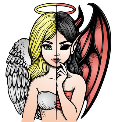 realistic angel half demon