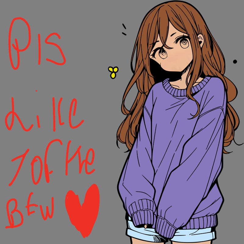 manga teen girl  in a sweater and baggy pants