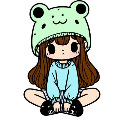 a girl wearing a frog hat and some frog socks