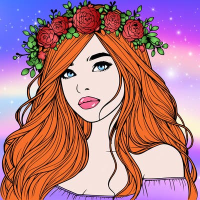 realistic girl with flower crown