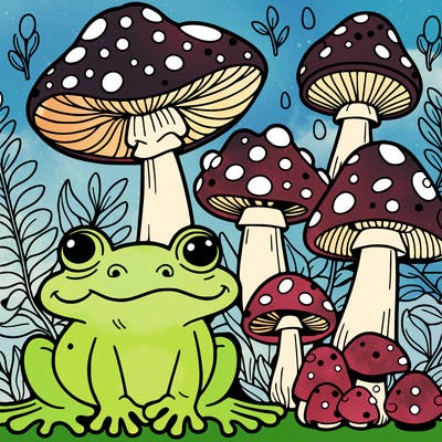 frogs and mushrooms