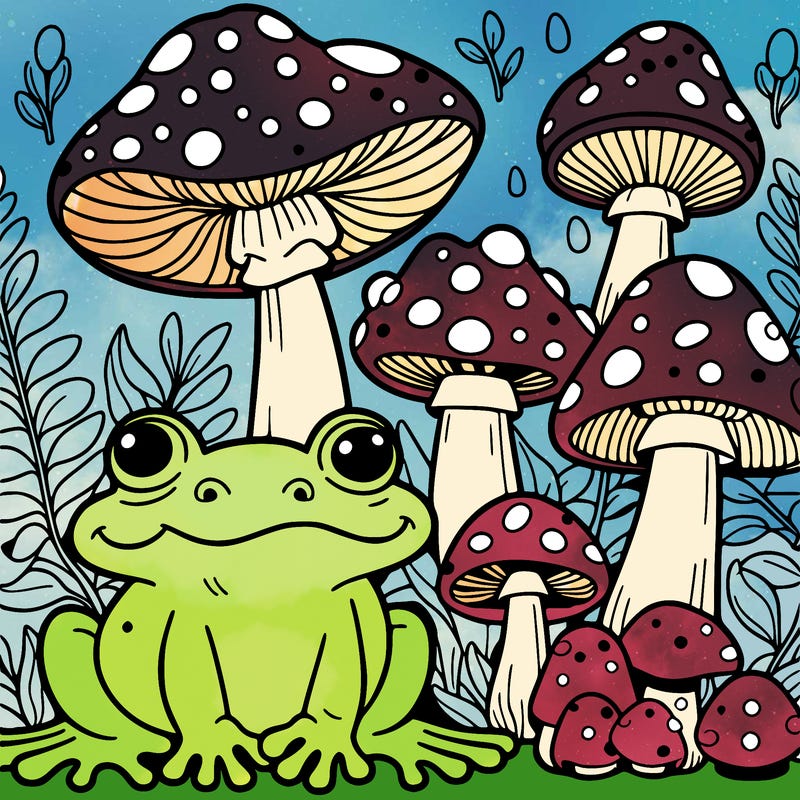 frogs and mushrooms
