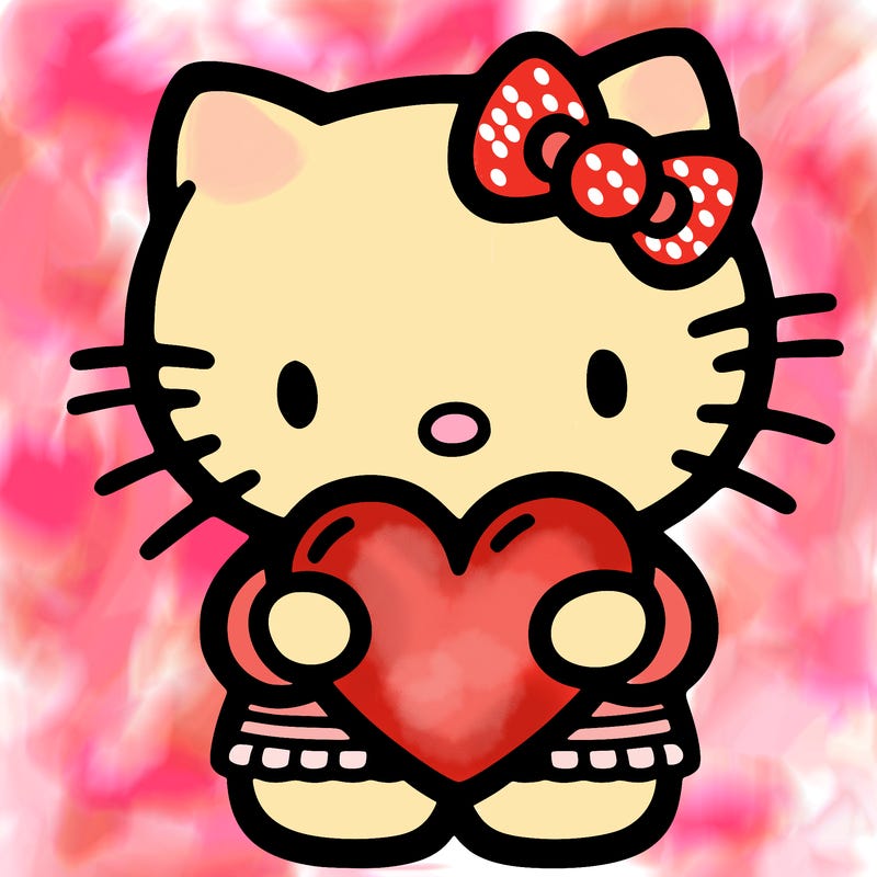hello kitty holding heart