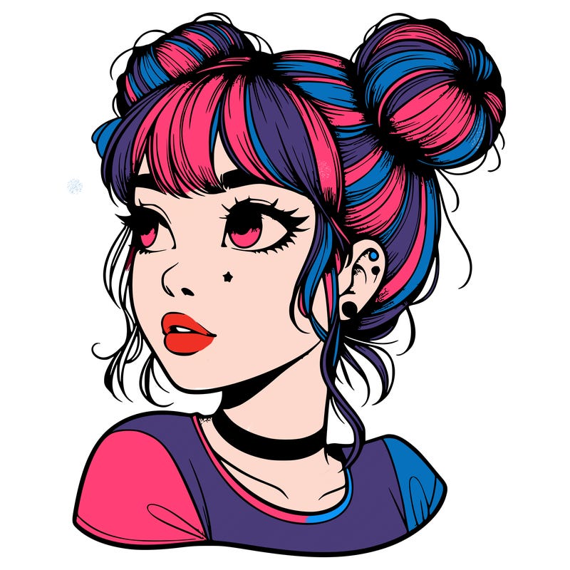 realistic girl with spacebuns