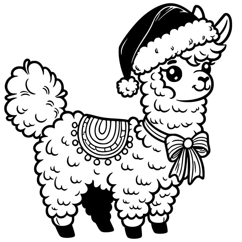 llama with santa hat