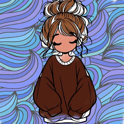 girl with baggy sweatshirt and messy bun