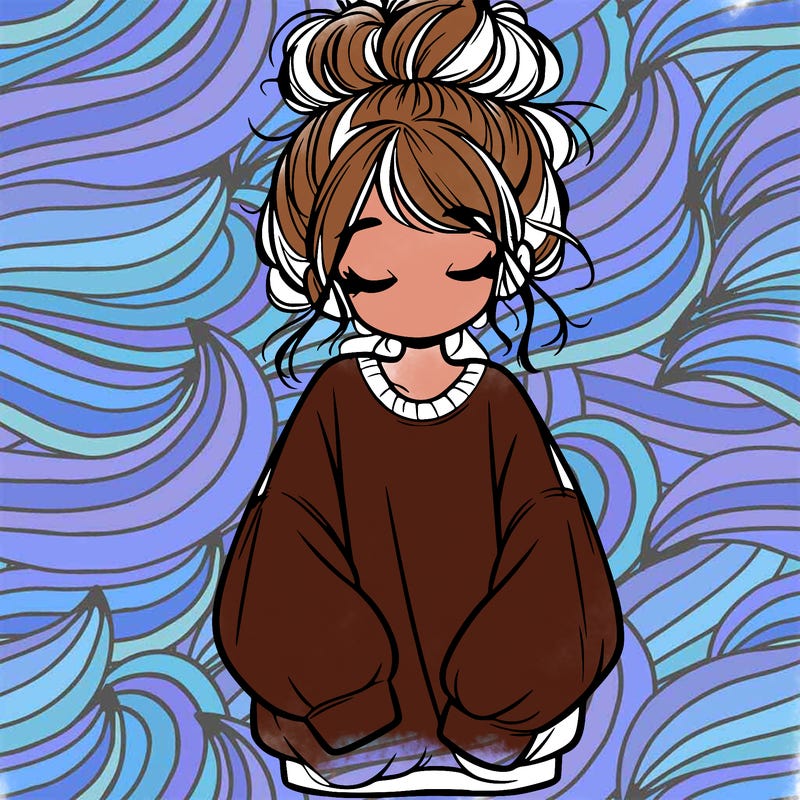 girl with baggy sweatshirt and messy bun