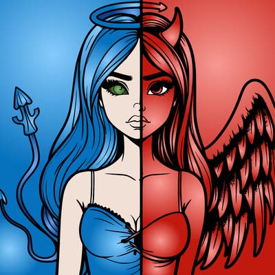 devil vs angel realistic girl