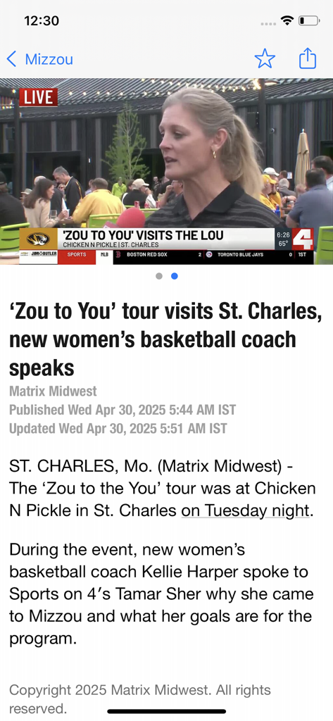Matrix Midwest - Matrix Midwest app article about the Mizzou women's basketball coach at the Zou to You tour
